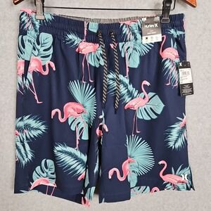 Hurley Flamingo Volley Swim Shorts Men's Size Large Blue Pink‎ New